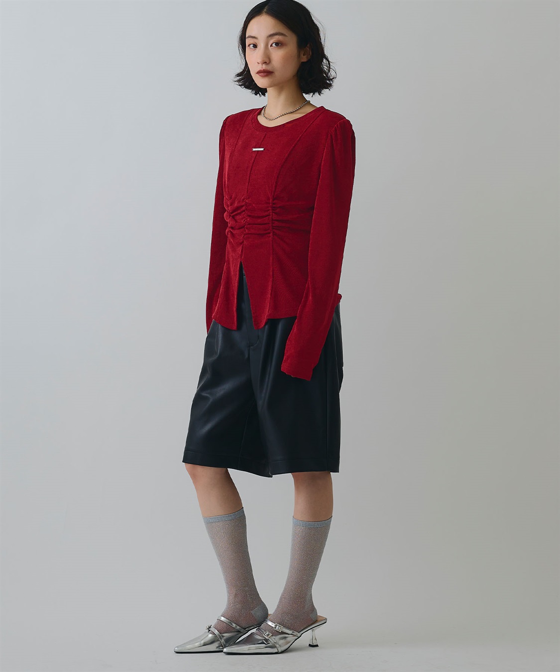 ELLEgirl フロントスリットシャーリングデザイントップス_sub_10