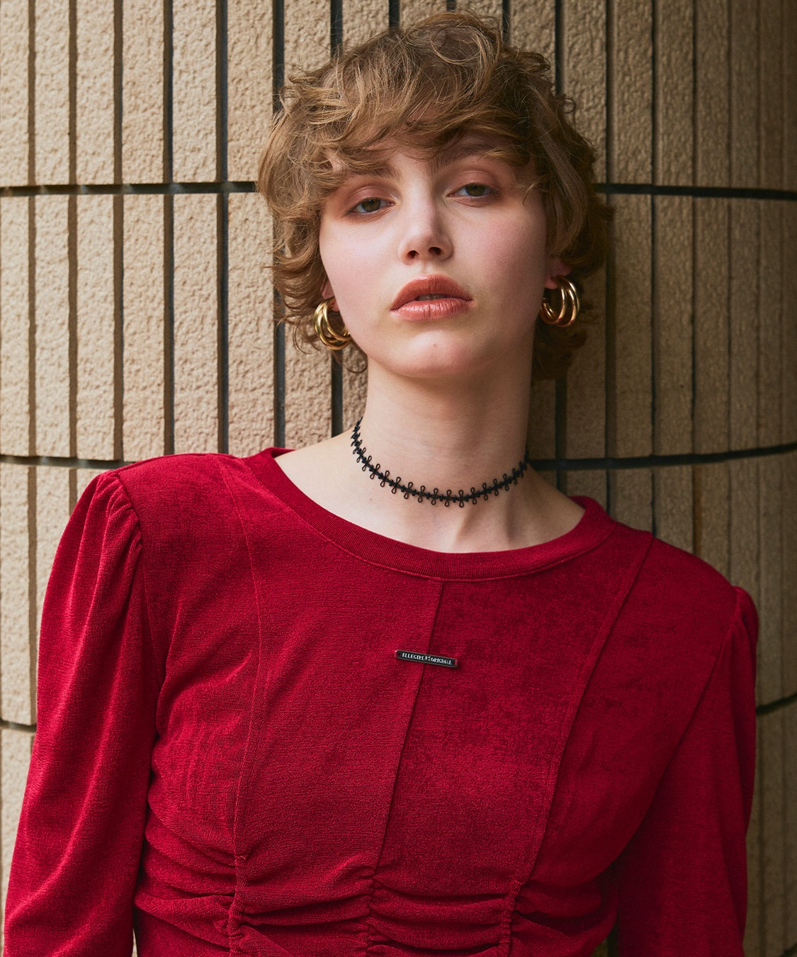 ELLEgirl フロントスリットシャーリングデザイントップス_sub_12