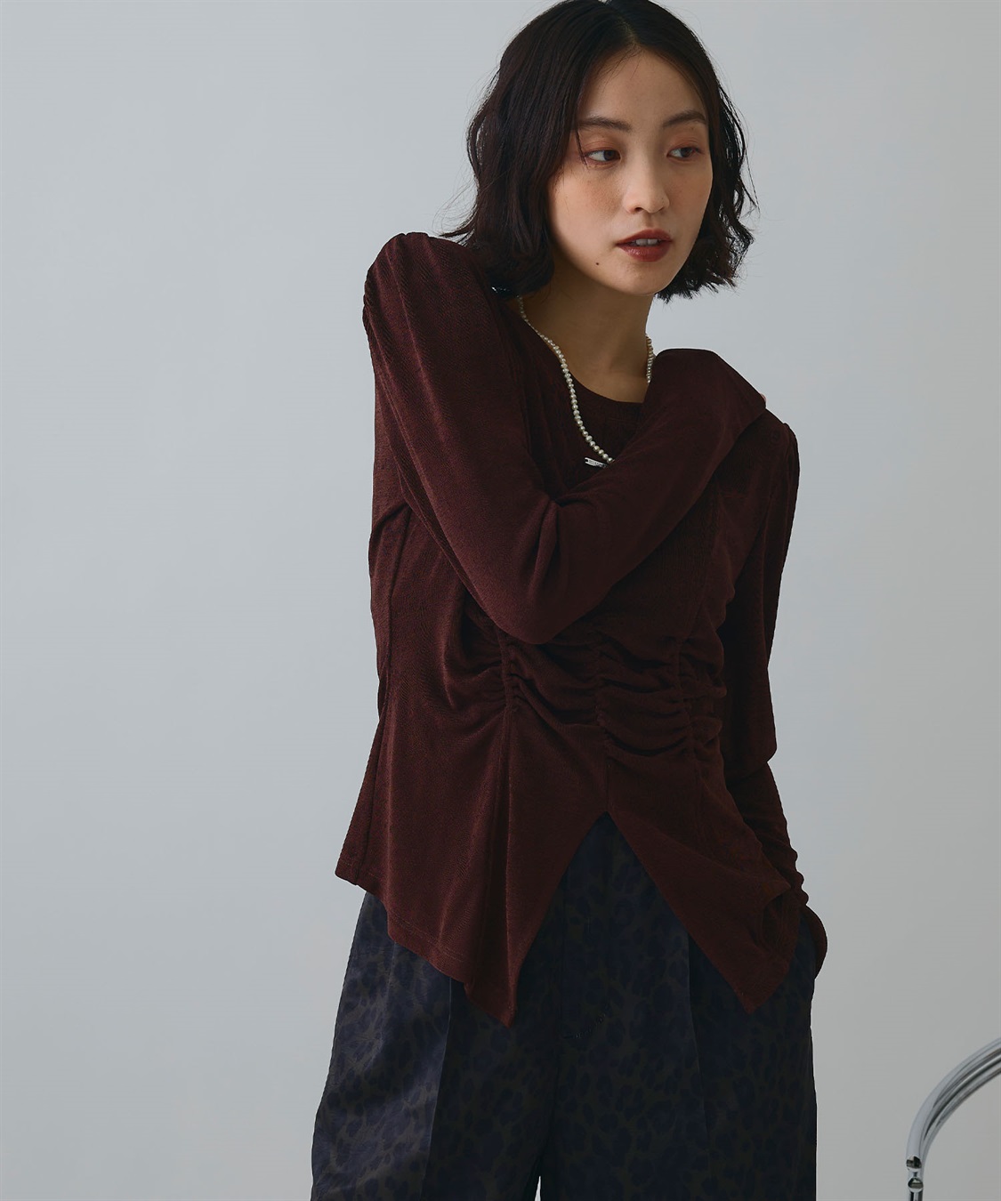 ELLEgirl フロントスリットシャーリングデザイントップス_sub_16