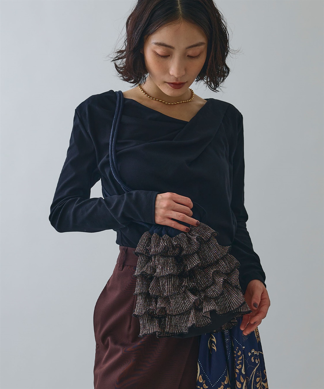 ELLEgirl ラメプリーツフリル巾着バッグ【500mlペットボトル収納可能】_sub_2