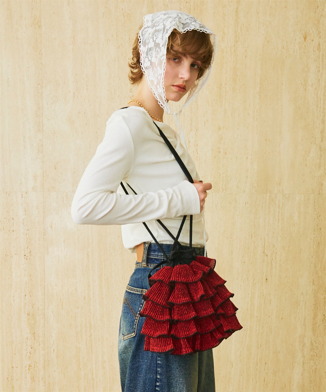 ELLEgirl ラメプリーツフリル巾着バッグ【500mlペットボトル収納可能】_sub_3