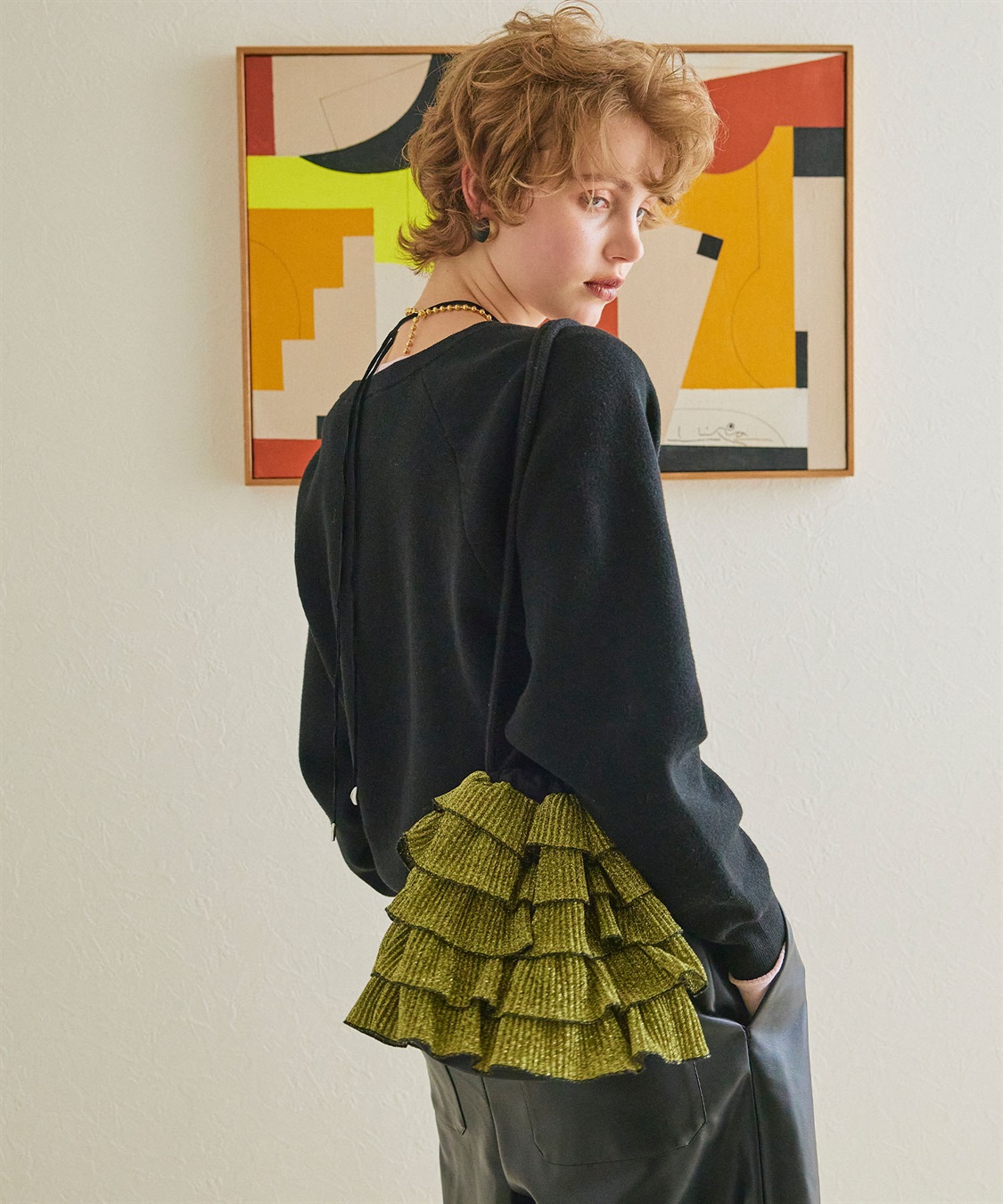 ELLEgirl ラメプリーツフリル巾着バッグ【500mlペットボトル収納可能】_sub_4