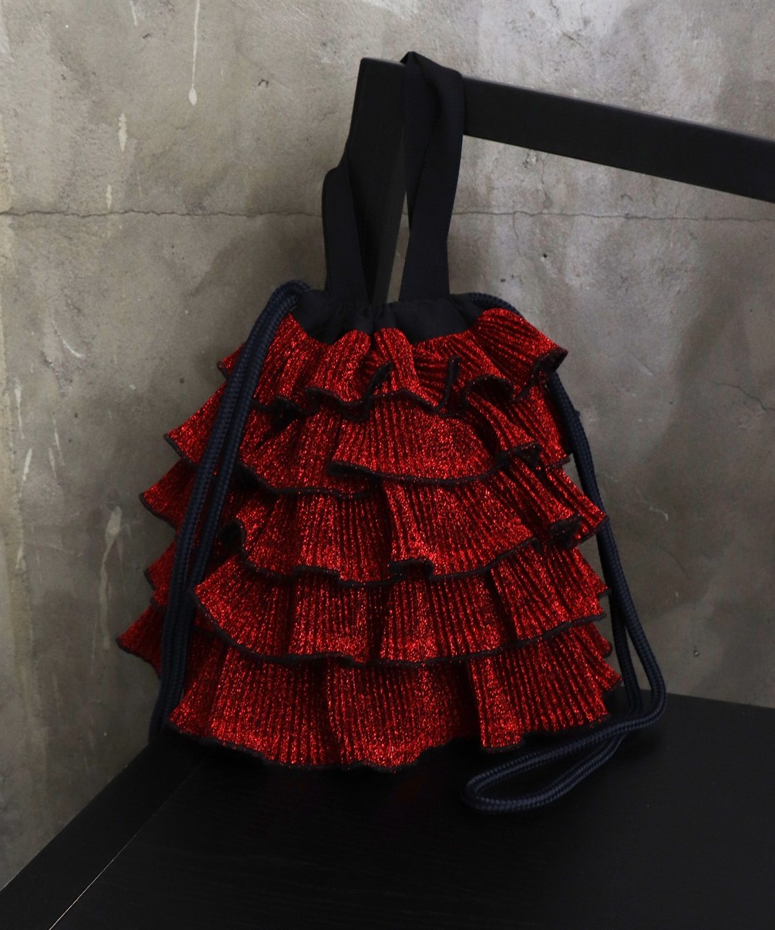 ELLEgirl ラメプリーツフリル巾着バッグ【500mlペットボトル収納可能】_sub_17