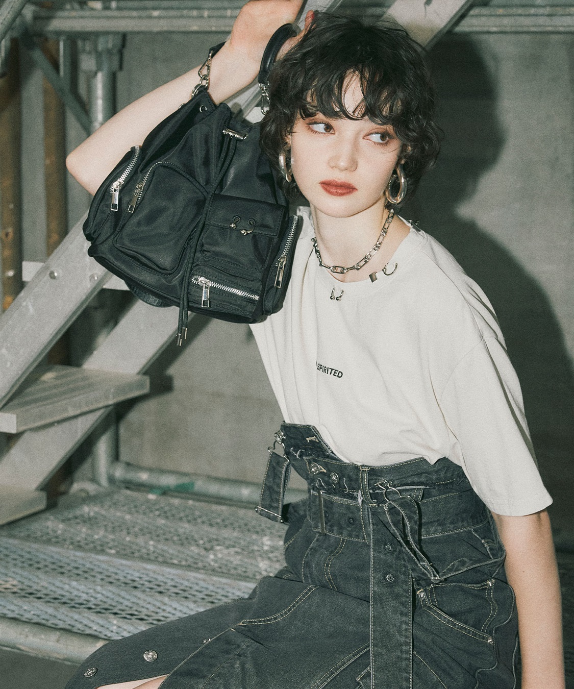 ELLEgirl ボディーピアス付アウトポケット巾着バッグ_sub_24