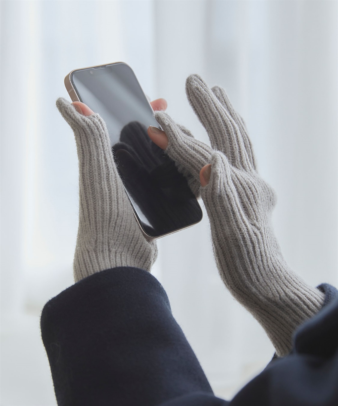 涼活本舗/温活本舗 【温活本舗】スマホ対応指穴あきリブ編み手袋_sub_12