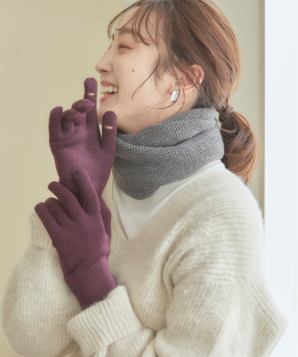 涼活本舗/温活本舗 【温活本舗】スマホ対応指穴あき手袋_sub_3