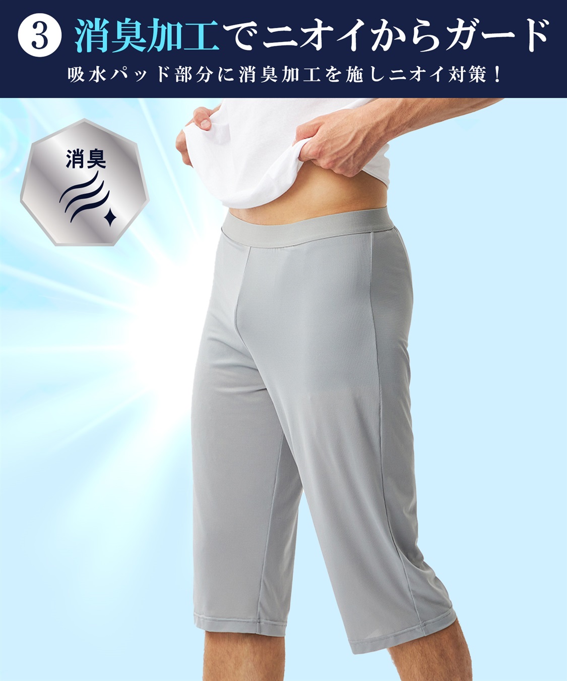 Life Style by cross marche 【KEEPGUARD/キープガード】キープガード ドライ＆クール尿漏れ対応ステテコパンツ メンズ_sub_4
