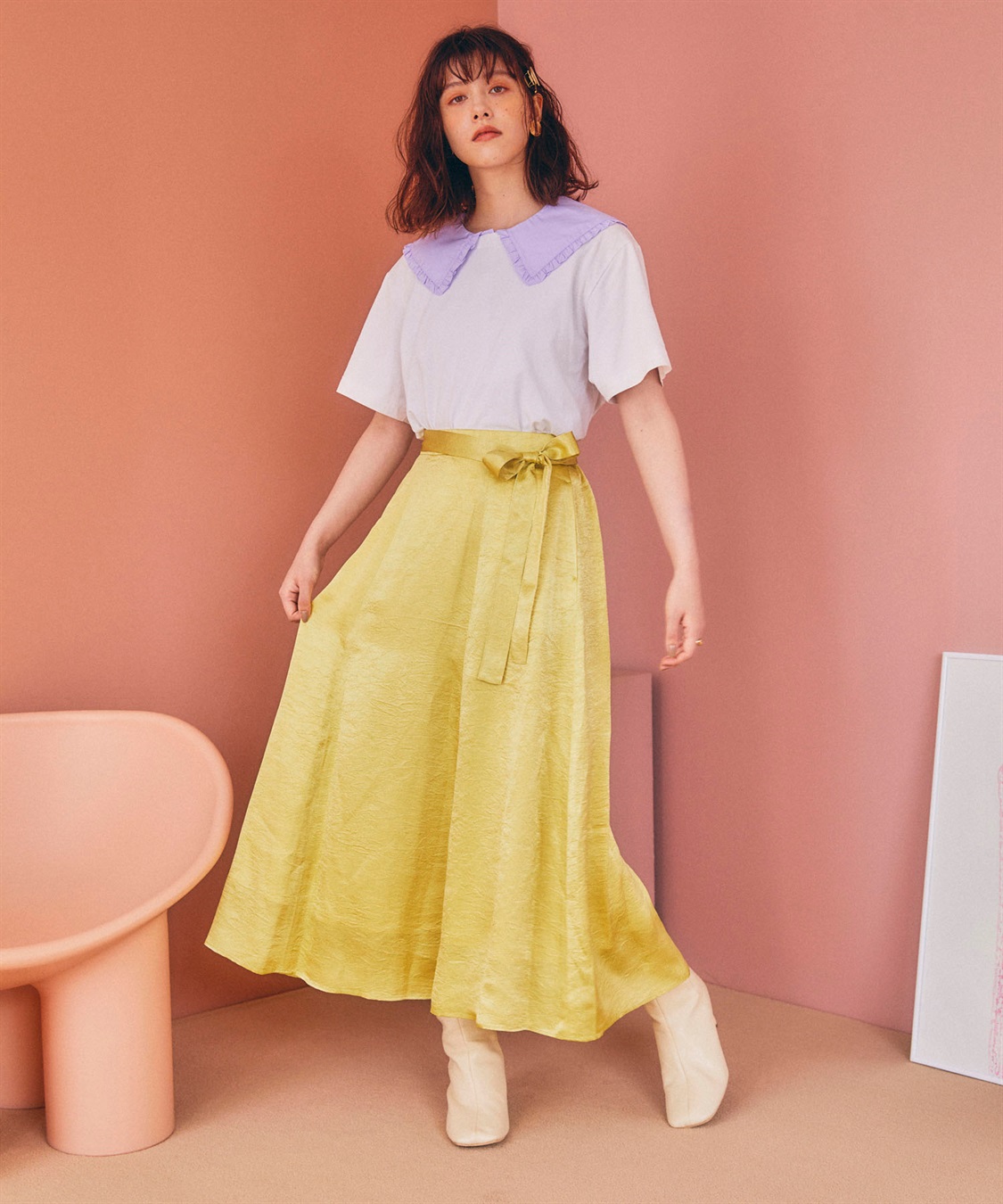 メロンサテンフレアスカート 推部屋plus｜クロスプラス公式通販サイト 