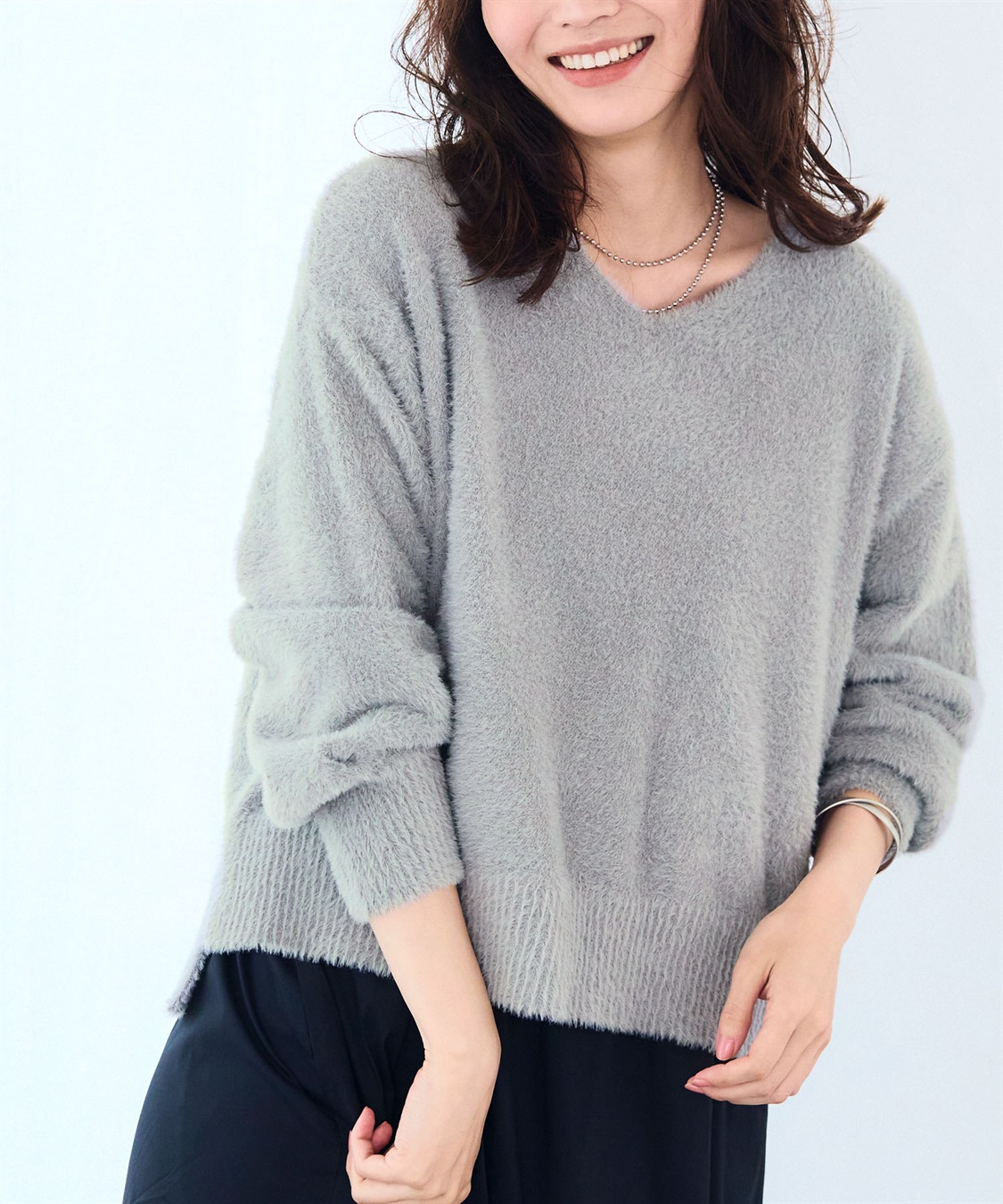 CROSS FUNCTION マシュマロフェザーV/ハイネックニット《洗える》【CF/クロスファンクション】_sub_5