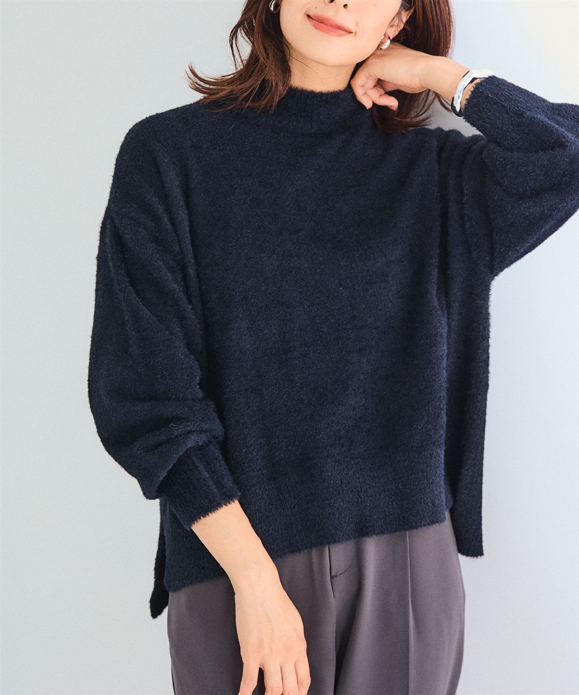 CROSS FUNCTION マシュマロフェザーV/ハイネックニット《洗える》【CF/クロスファンクション】_sub_7