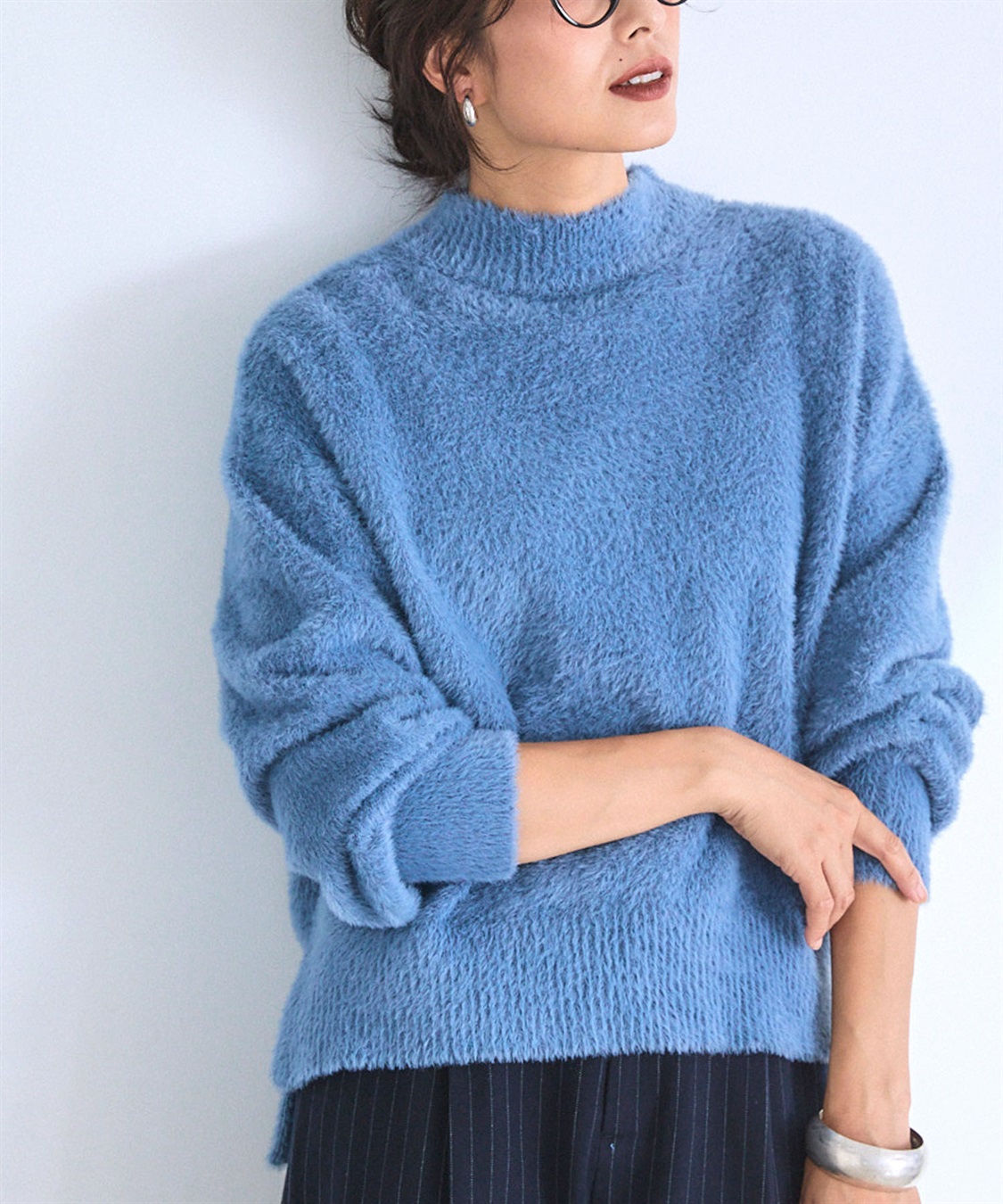 CROSS FUNCTION マシュマロフェザーV/ハイネックニット《洗える》【CF/クロスファンクション】_sub_10