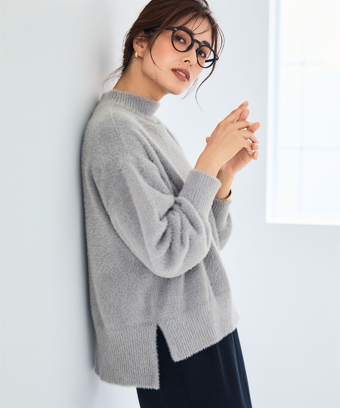 CROSS FUNCTION マシュマロフェザーV/ハイネックニット《洗える》【CF/クロスファンクション】_sub_11