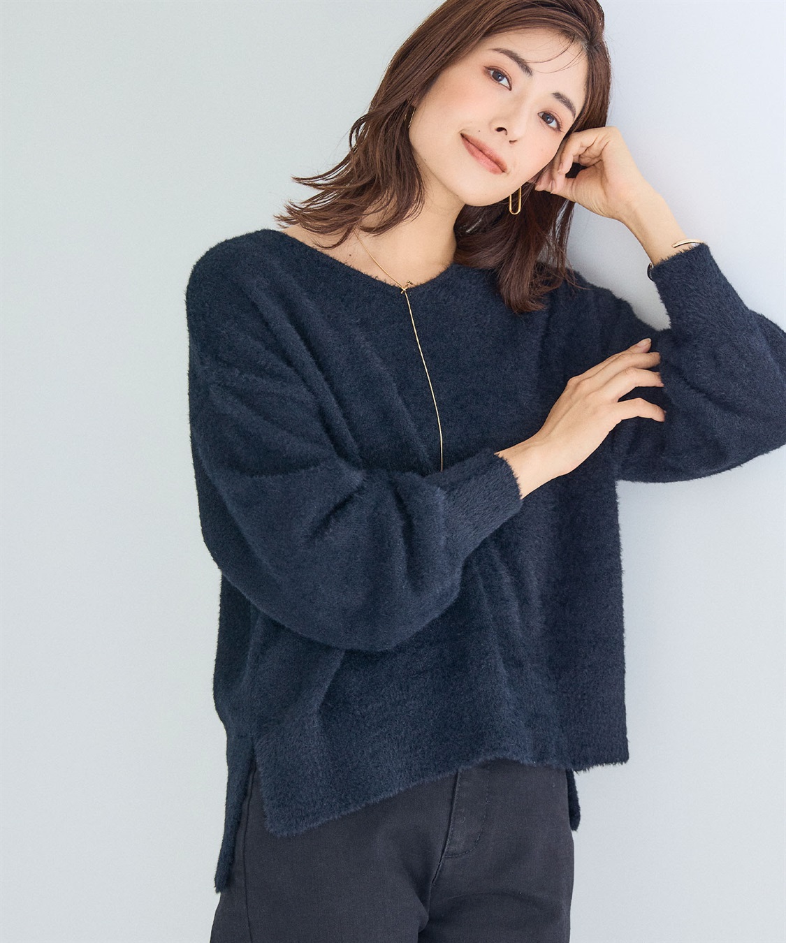 CROSS FUNCTION マシュマロフェザーV/ハイネックニット《洗える》【CF/クロスファンクション】_sub_14