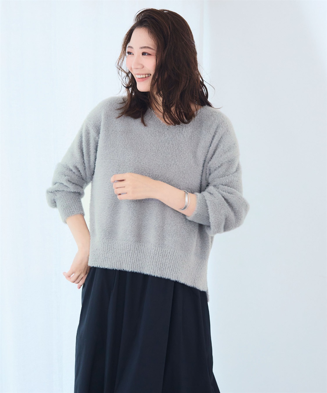 CROSS FUNCTION マシュマロフェザーV/ハイネックニット《洗える》【CF/クロスファンクション】_sub_18