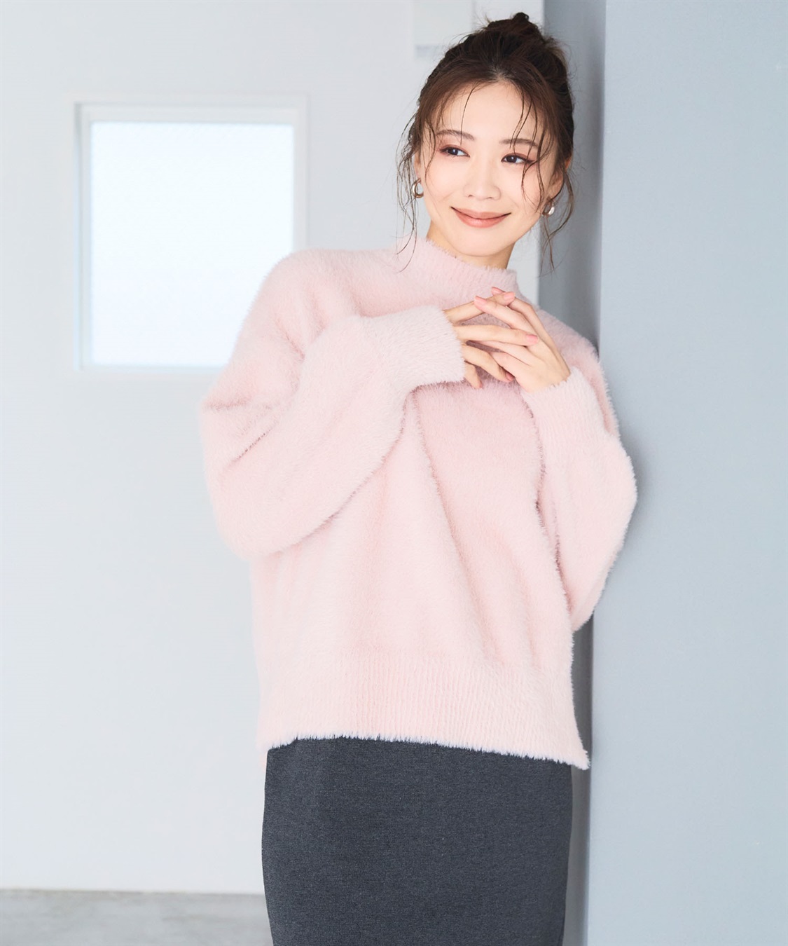 CROSS FUNCTION マシュマロフェザーV/ハイネックニット《洗える》【CF/クロスファンクション】_sub_20