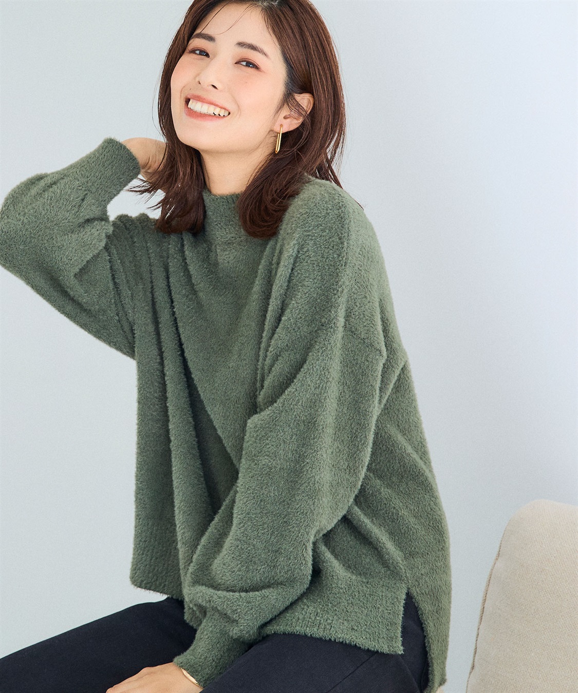 CROSS FUNCTION マシュマロフェザーV/ハイネックニット《洗える》【CF/クロスファンクション】_sub_22