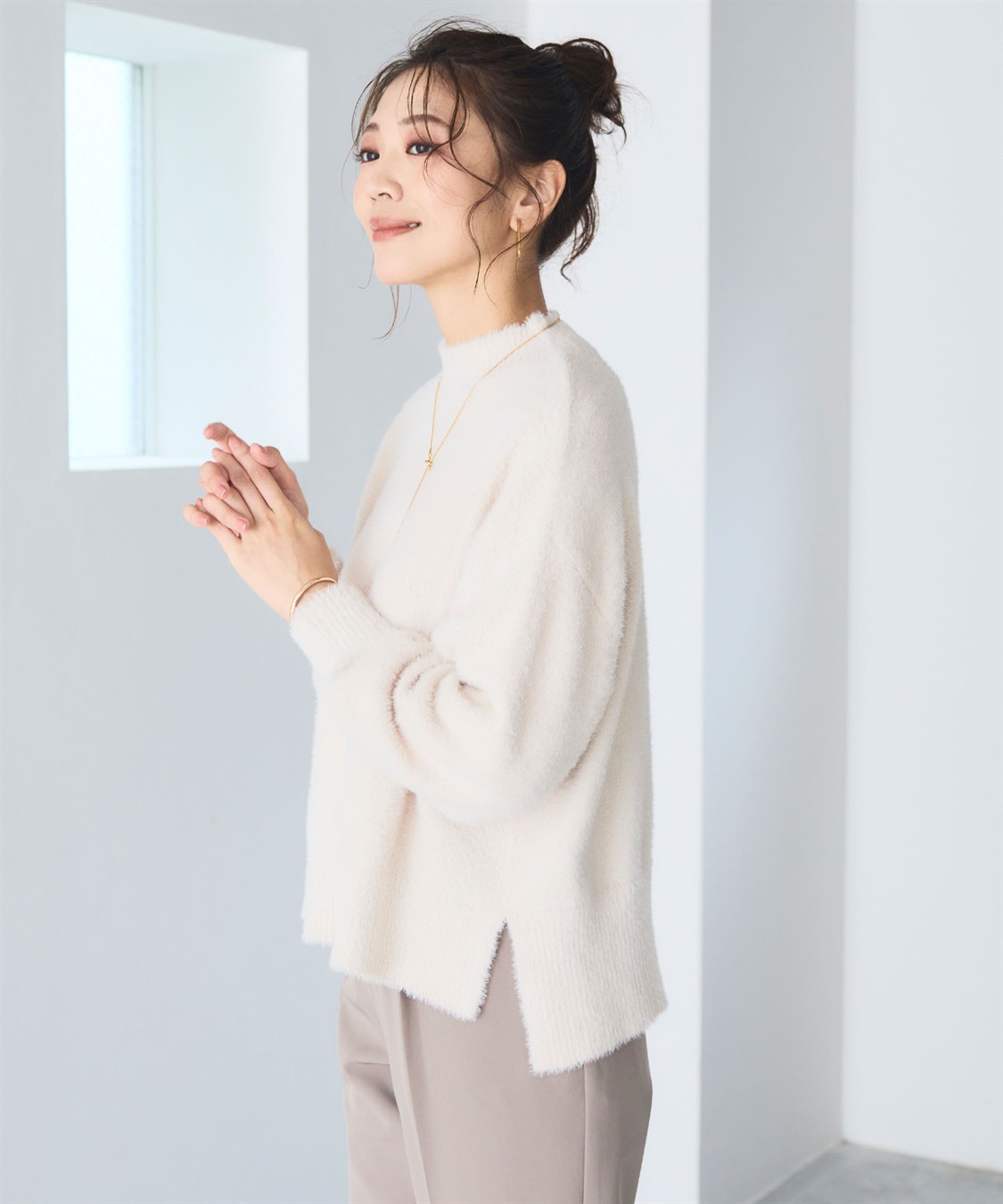 CROSS FUNCTION マシュマロフェザーV/ハイネックニット《洗える》【CF/クロスファンクション】_sub_23