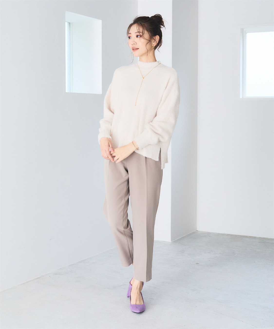 CROSS FUNCTION マシュマロフェザーV/ハイネックニット《洗える》【CF/クロスファンクション】_sub_24