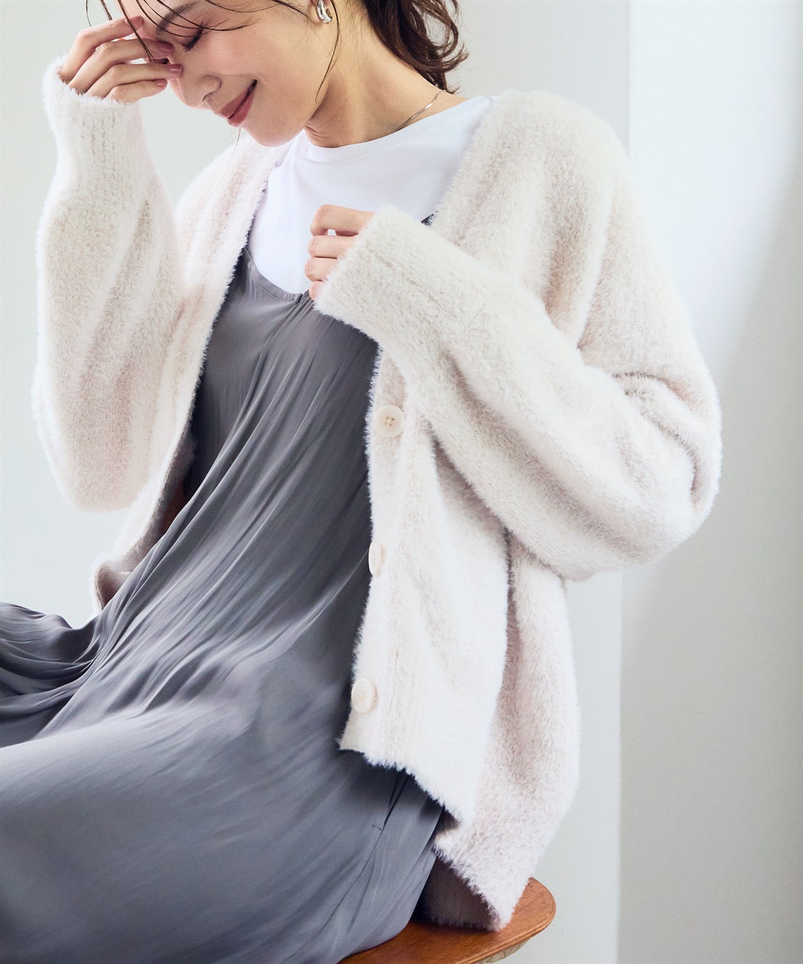 CROSS FUNCTION 《洗える》マシュマロフェザーVネックニットカーディガン【CF/クロスファンクション】_sub_2