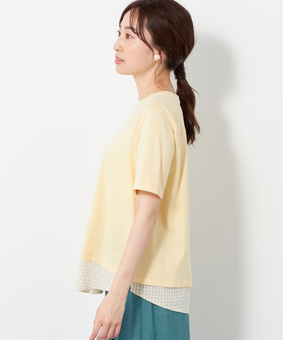 DECOY ギンガムチェックドッキングTシャツ_sub_1