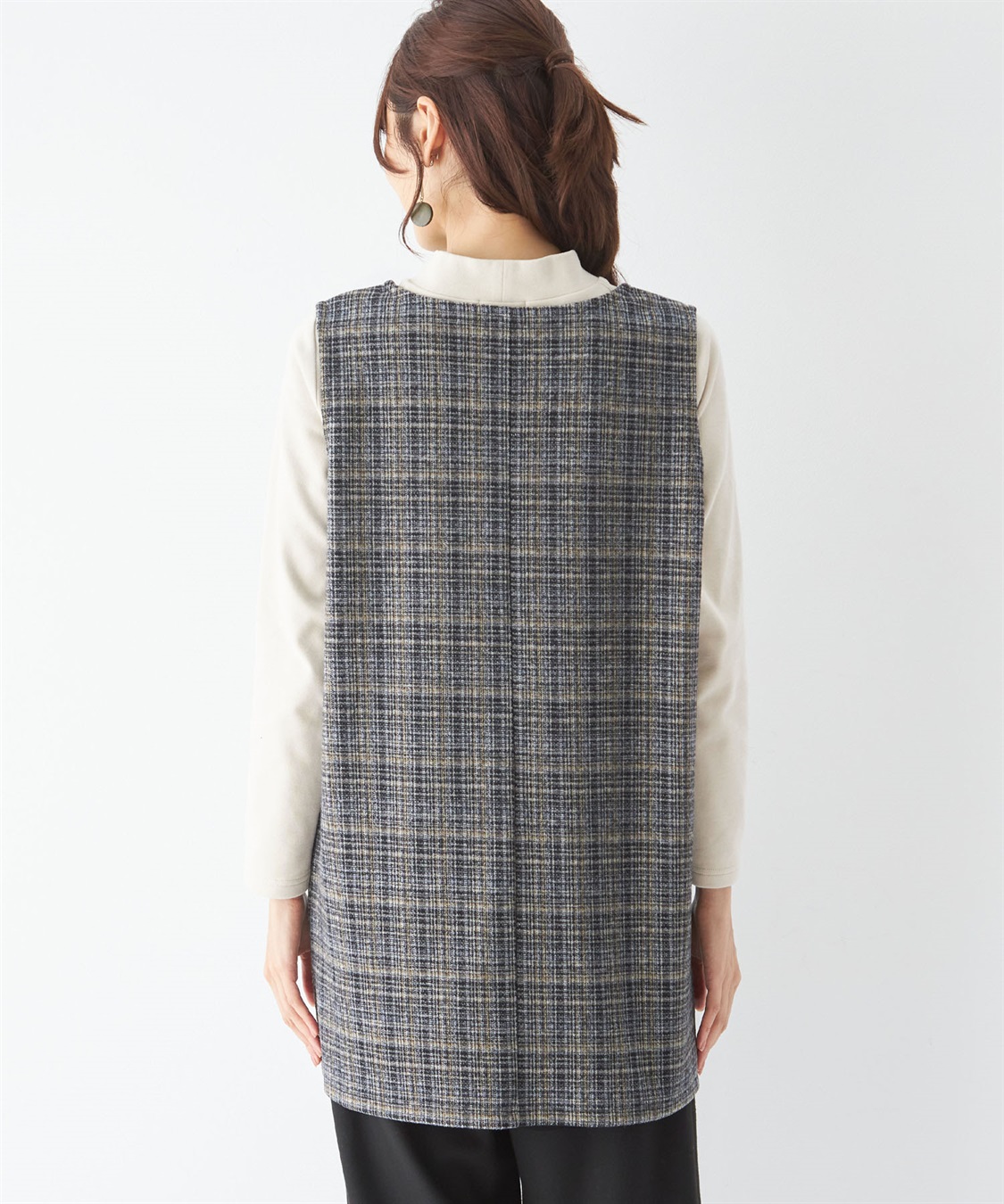 2025 新品タグ付き　ebure ポリエステルコットンツイード Tトップス ツイードジャンパードレス DECOY｜クロスプラス公式通販サイト