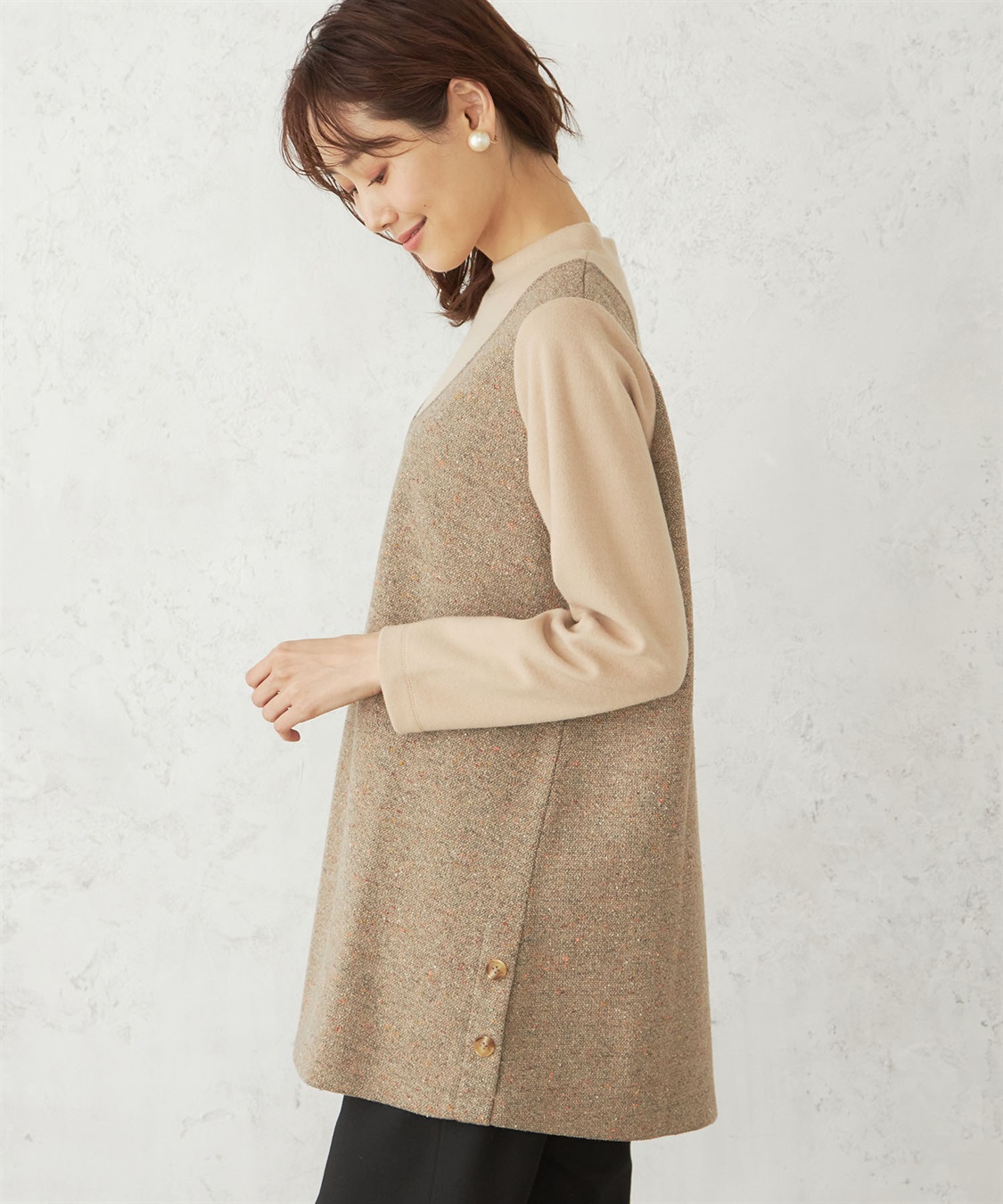 DECOY ツイード切替チュニックプルオーバー_sub_1