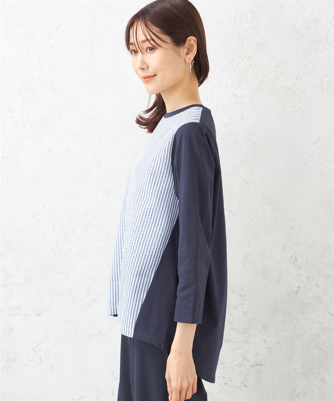 DECOY ストライプ切替プルオーバー_sub_1