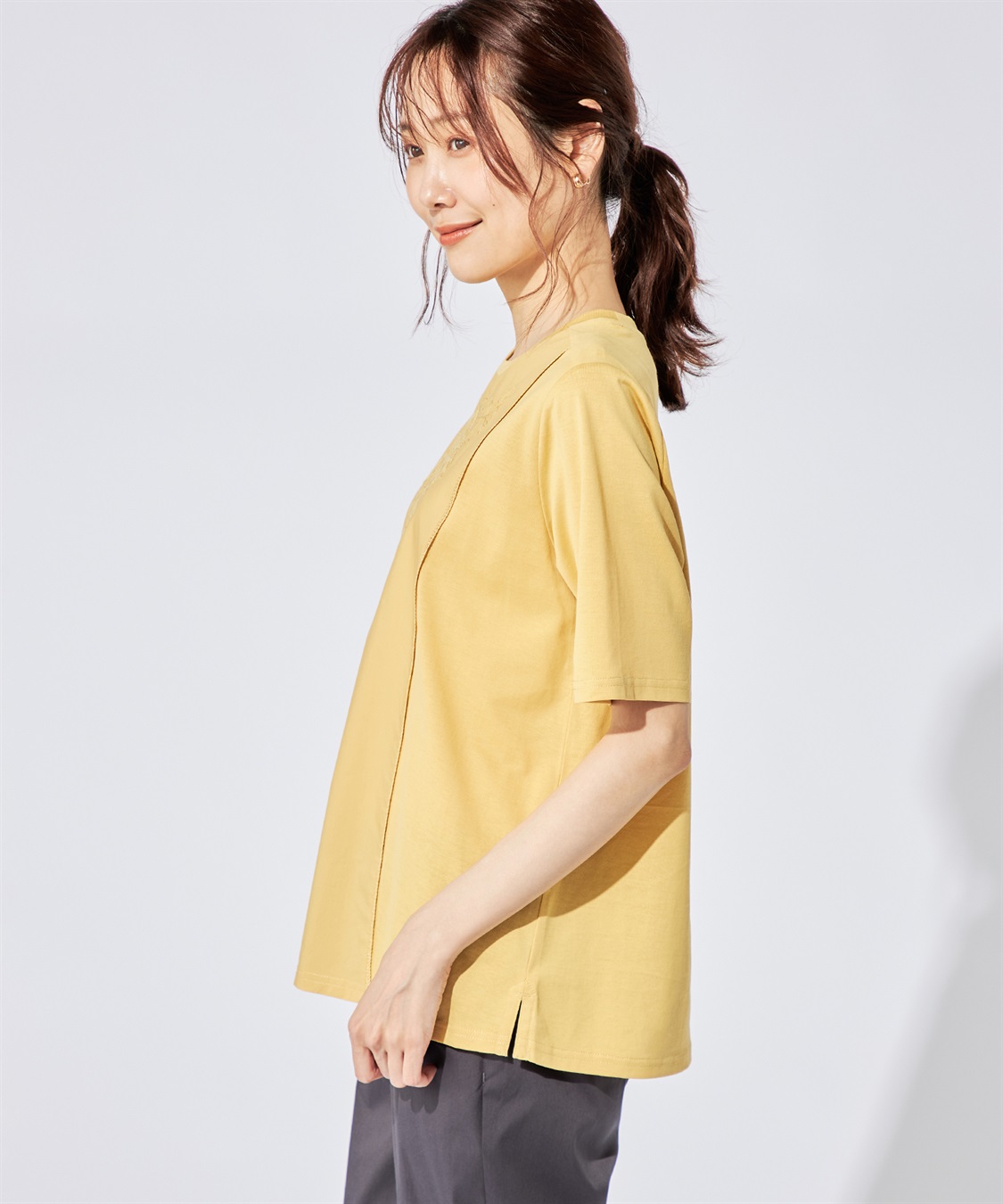 DECOY 【冷感】【汗じみ防止】ひやさら刺しゅう切替Tシャツ_sub_10