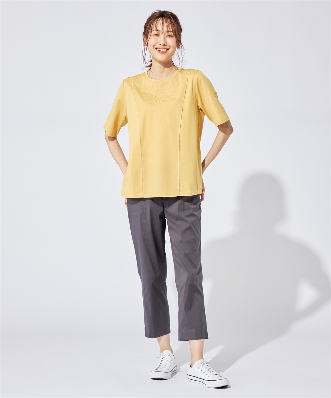 DECOY 【冷感】【汗じみ防止】ひやさら刺しゅう切替Tシャツ_sub_13