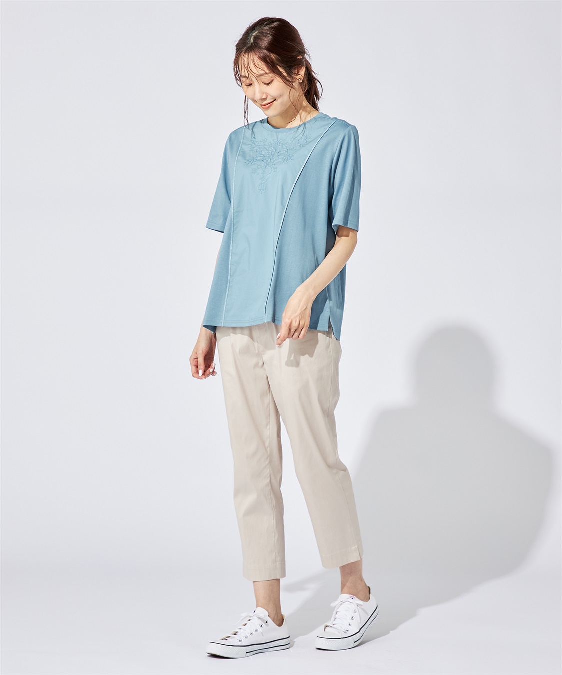 DECOY 【冷感】【汗じみ防止】ひやさら刺しゅう切替Tシャツ_sub_16