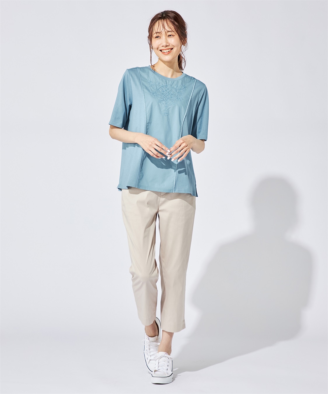 DECOY 【冷感】【汗じみ防止】ひやさら刺しゅう切替Tシャツ_sub_17