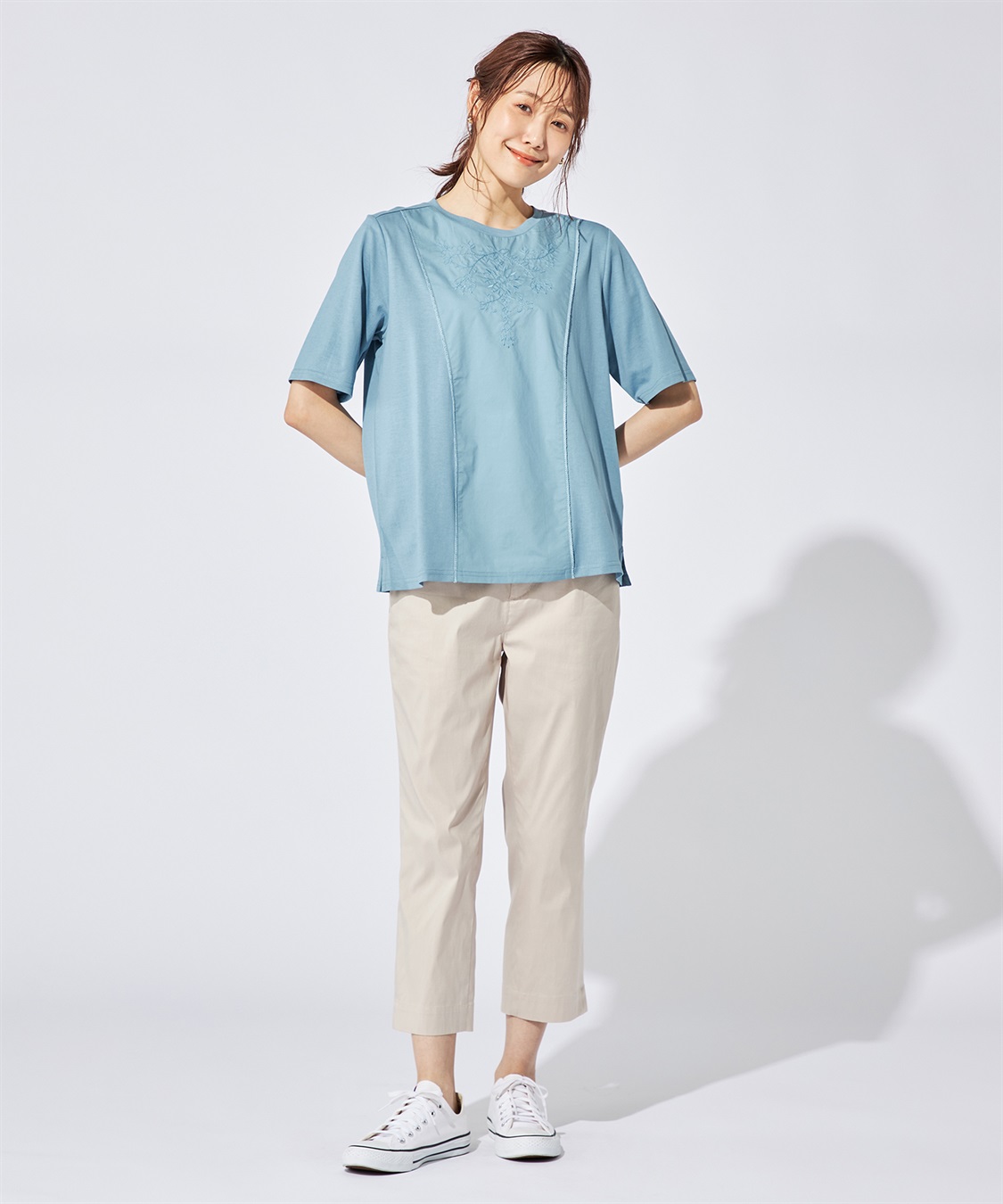 DECOY 【冷感】【汗じみ防止】ひやさら刺しゅう切替Tシャツ_sub_18