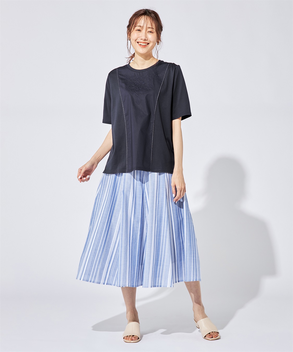 DECOY 【冷感】【汗じみ防止】ひやさら刺しゅう切替Tシャツ_sub_19