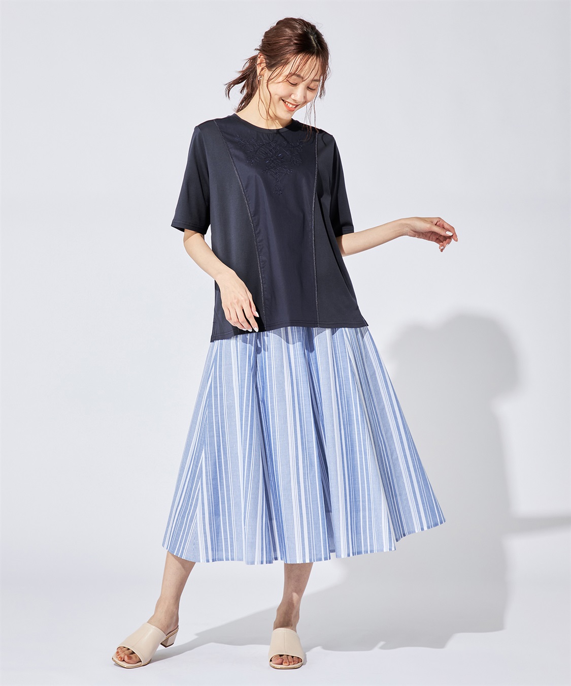 DECOY 【冷感】【汗じみ防止】ひやさら刺しゅう切替Tシャツ_sub_20