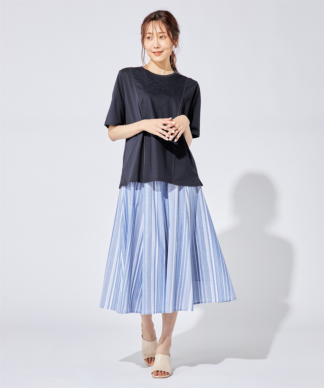 DECOY 【冷感】【汗じみ防止】ひやさら刺しゅう切替Tシャツ_sub_21