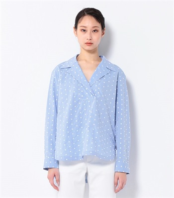 新品【 JS junko shimada 】麻100% リボン袖刺繍ブラウス 新品【 JS junko shimada 】麻100% リボン袖刺繍ブラウス