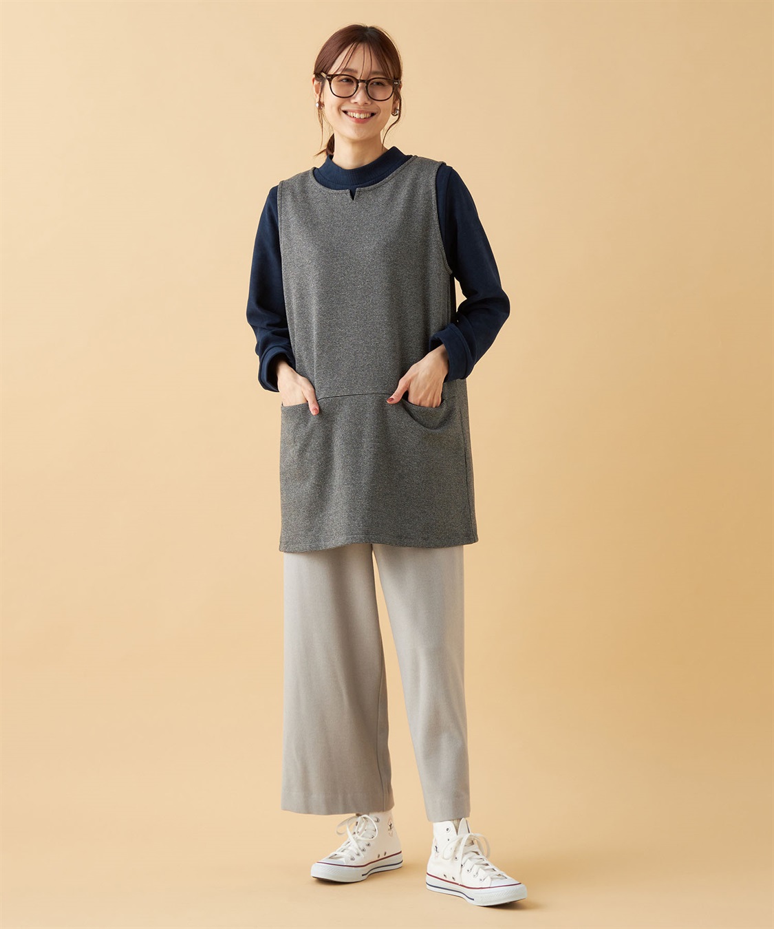 DECOY チェックジャンパードレス_sub_17