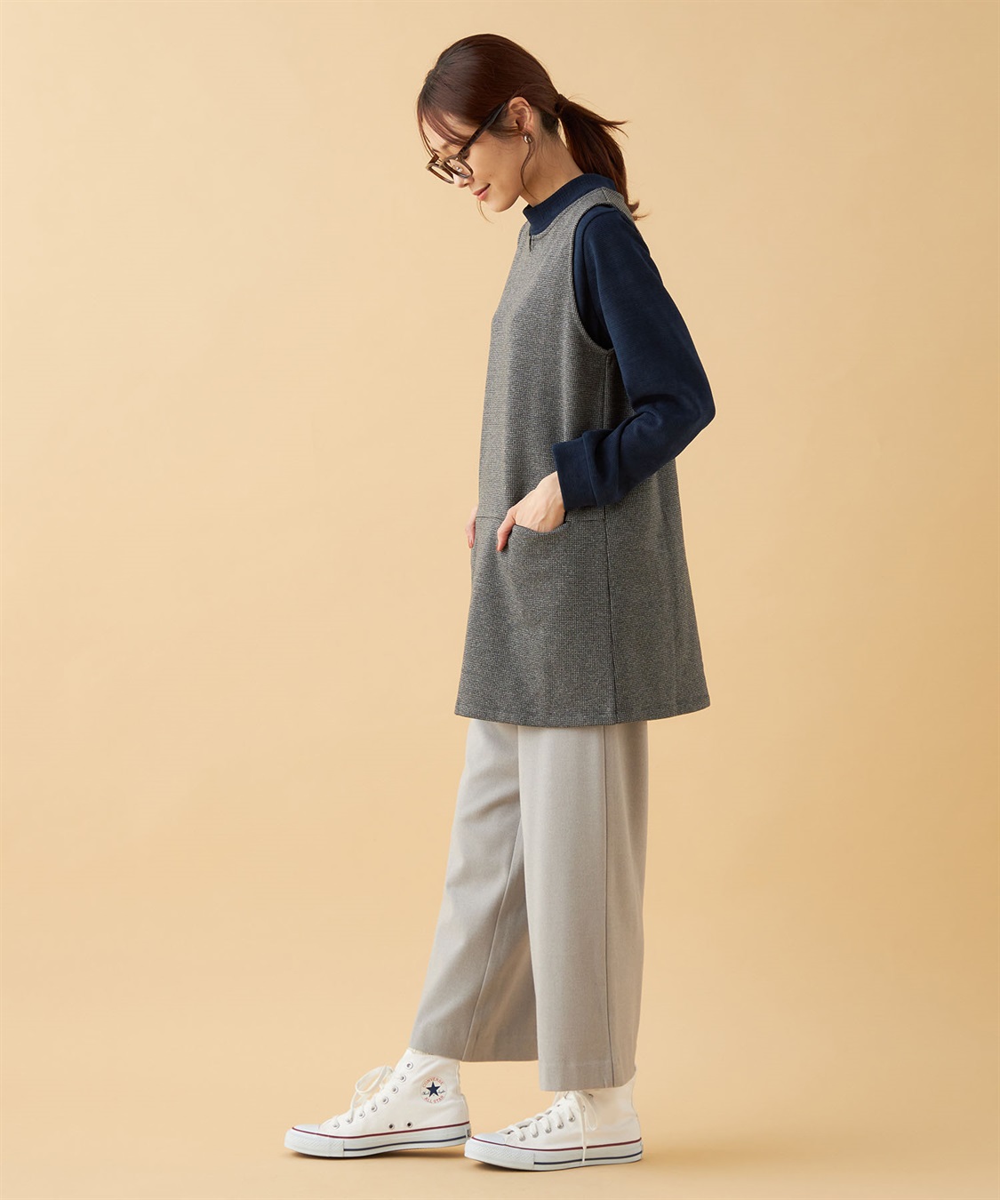 DECOY チェックジャンパードレス_sub_18