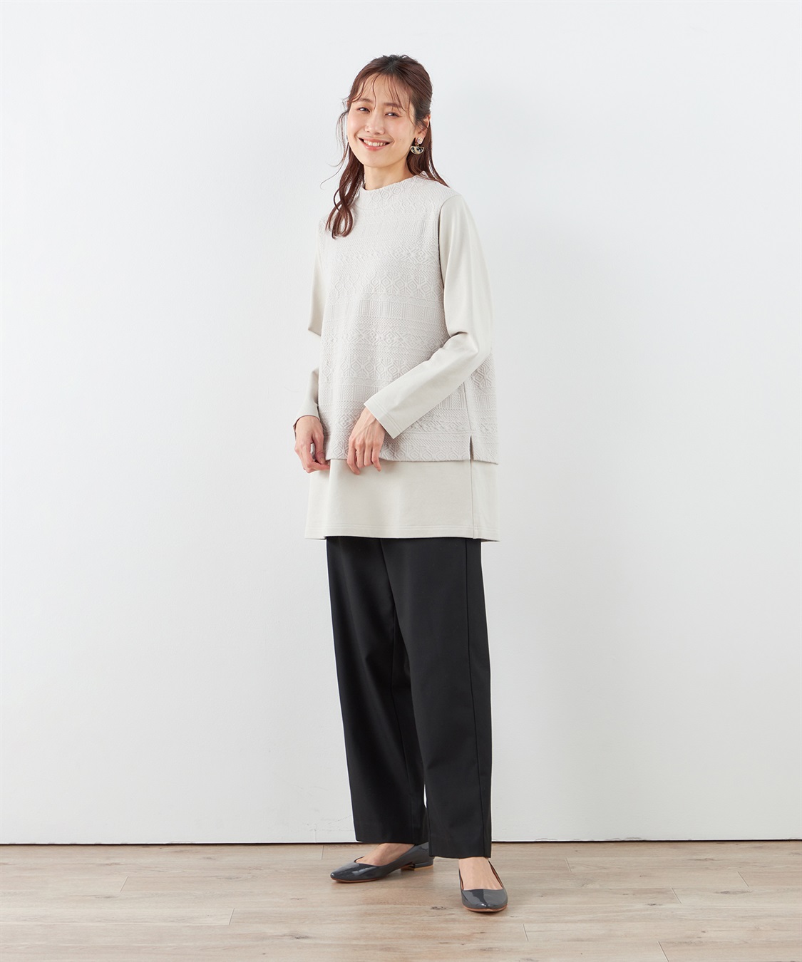 見切り品！【hanahana】キルト切り替え デザインチュニック 