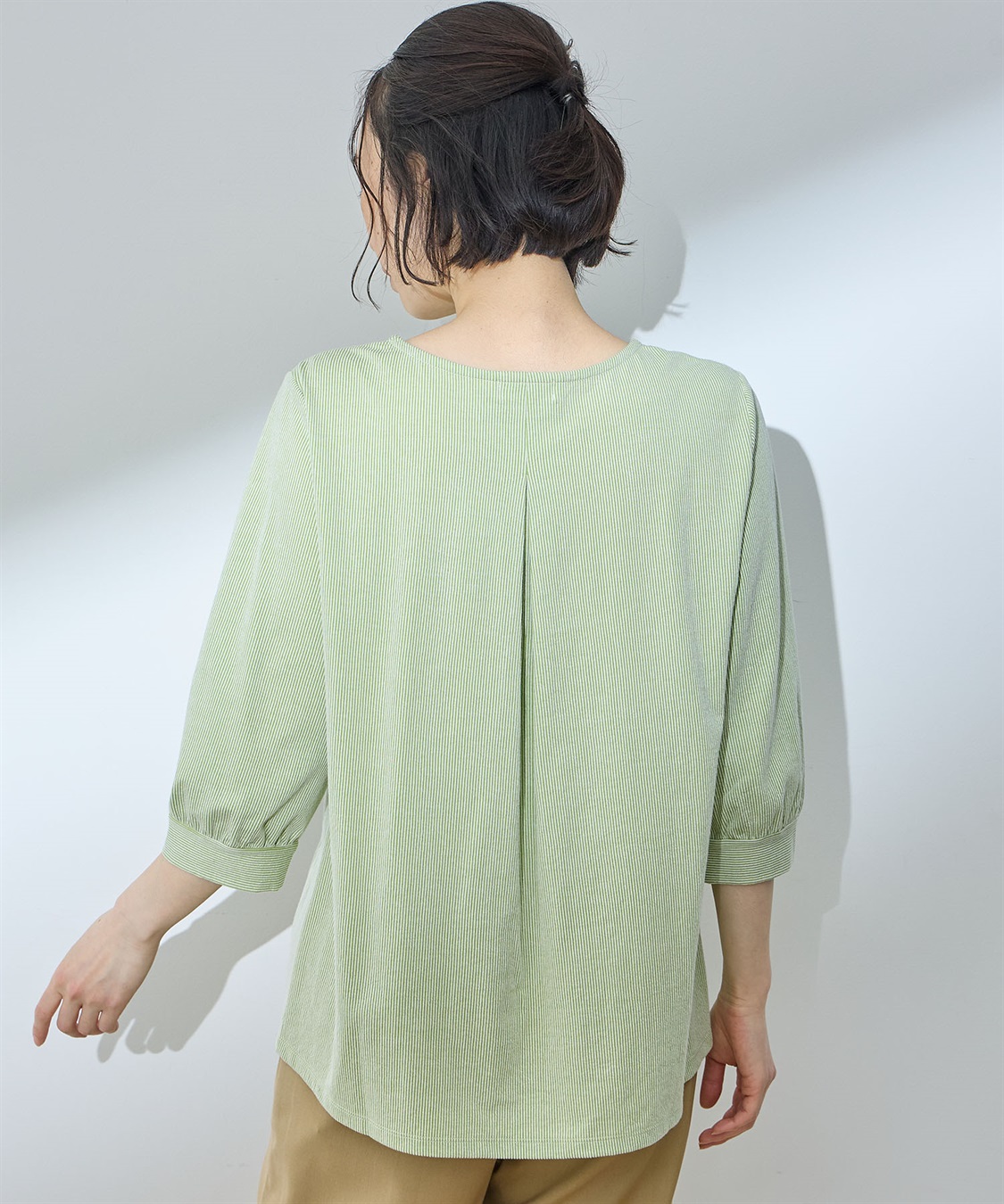 DECOY パフスリーブストライププルオーバー_sub_3