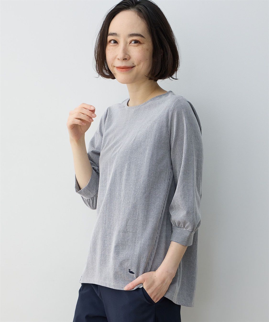 DECOY パフスリーブストライププルオーバー_sub_10