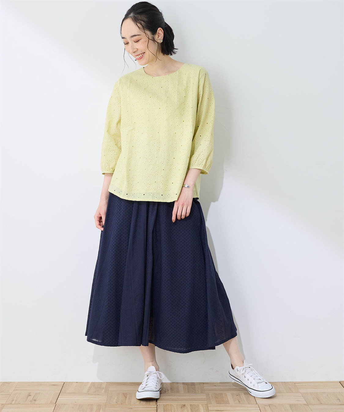 DECOY 【ひやさらコットン】【UVカット】刺しゅう切替Tシャツ_sub_9