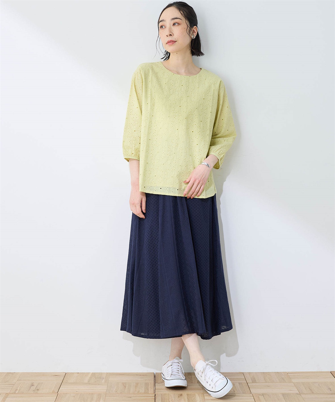 DECOY 【ひやさらコットン】【UVカット】刺しゅう切替Tシャツ_sub_10