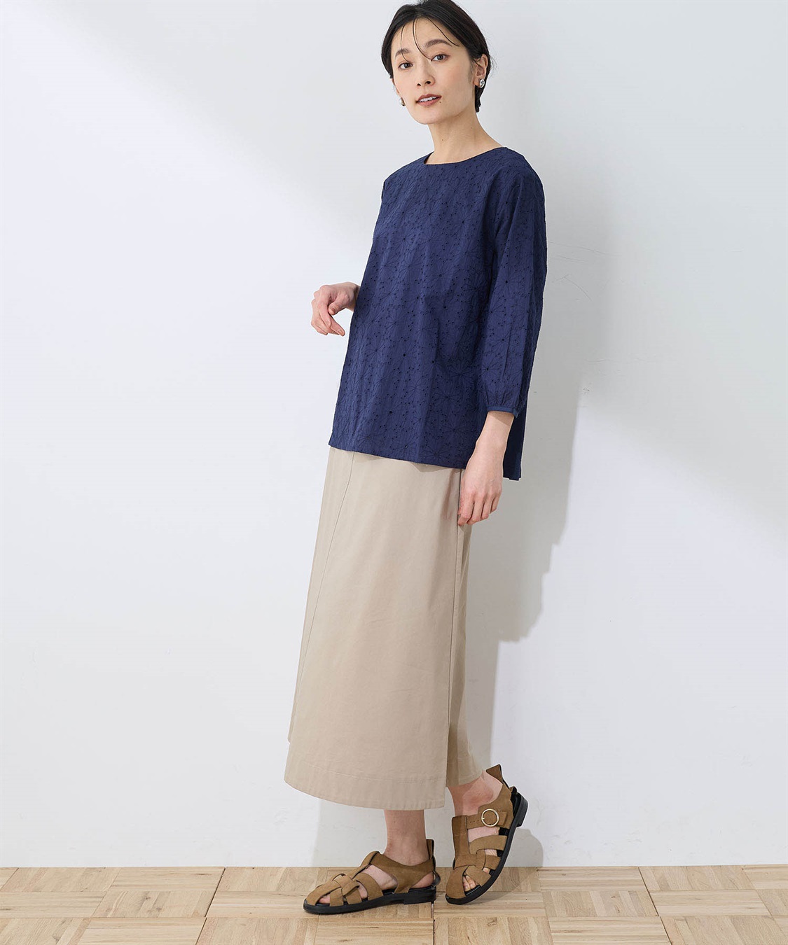 DECOY 【ひやさらコットン】【UVカット】刺しゅう切替Tシャツ_sub_12