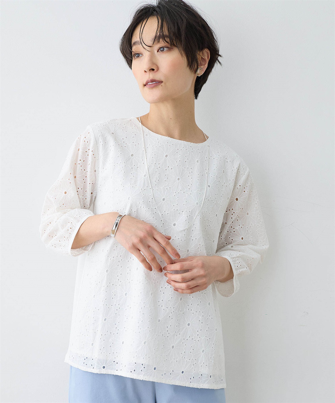 DECOY 【ひやさらコットン】【UVカット】刺しゅう切替Tシャツ_sub_13