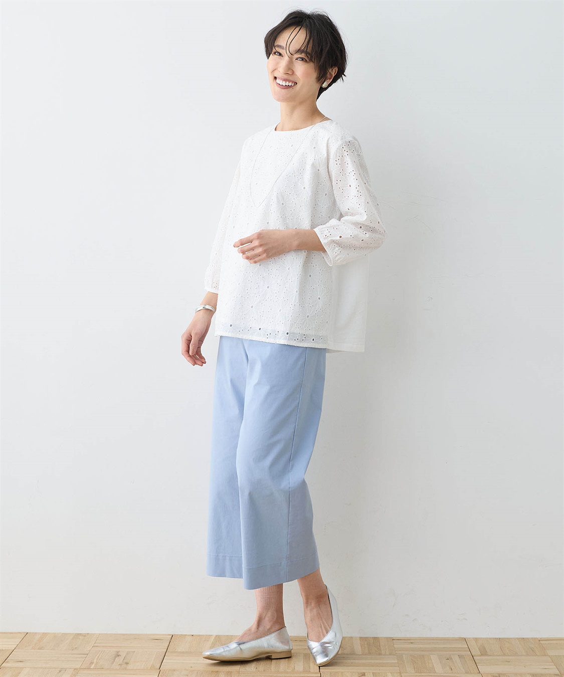 DECOY 【ひやさらコットン】【UVカット】刺しゅう切替Tシャツ_sub_14