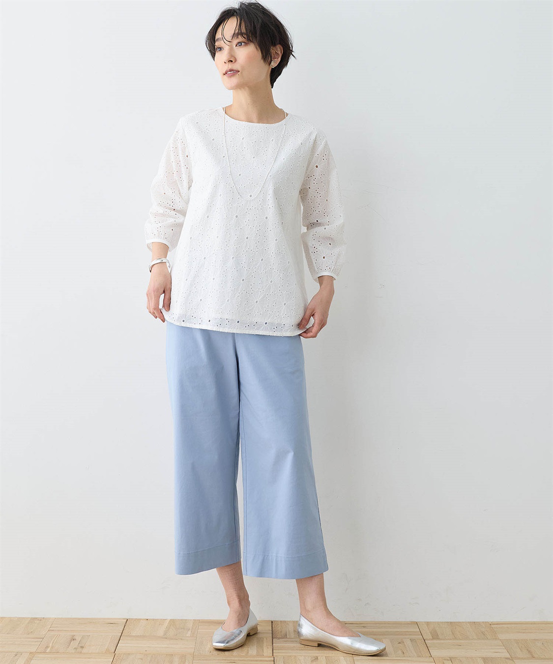 DECOY 【ひやさらコットン】【UVカット】刺しゅう切替Tシャツ_sub_15