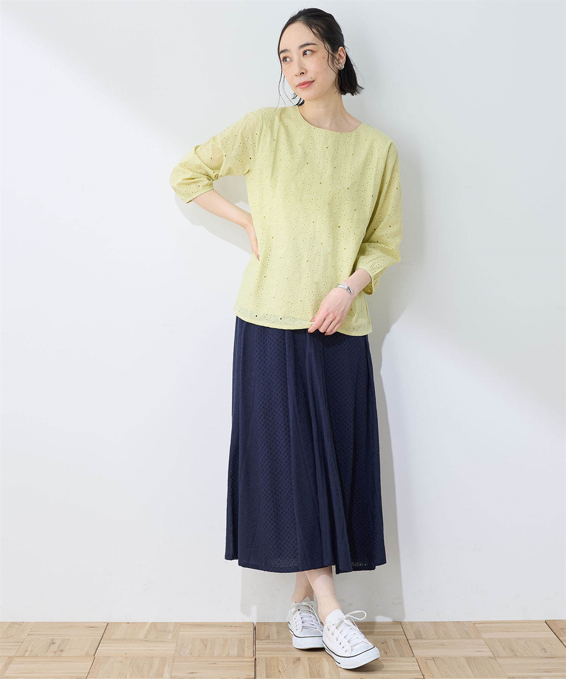 DECOY 【ひやさらコットン】【UVカット】刺しゅう切替Tシャツ_sub_16