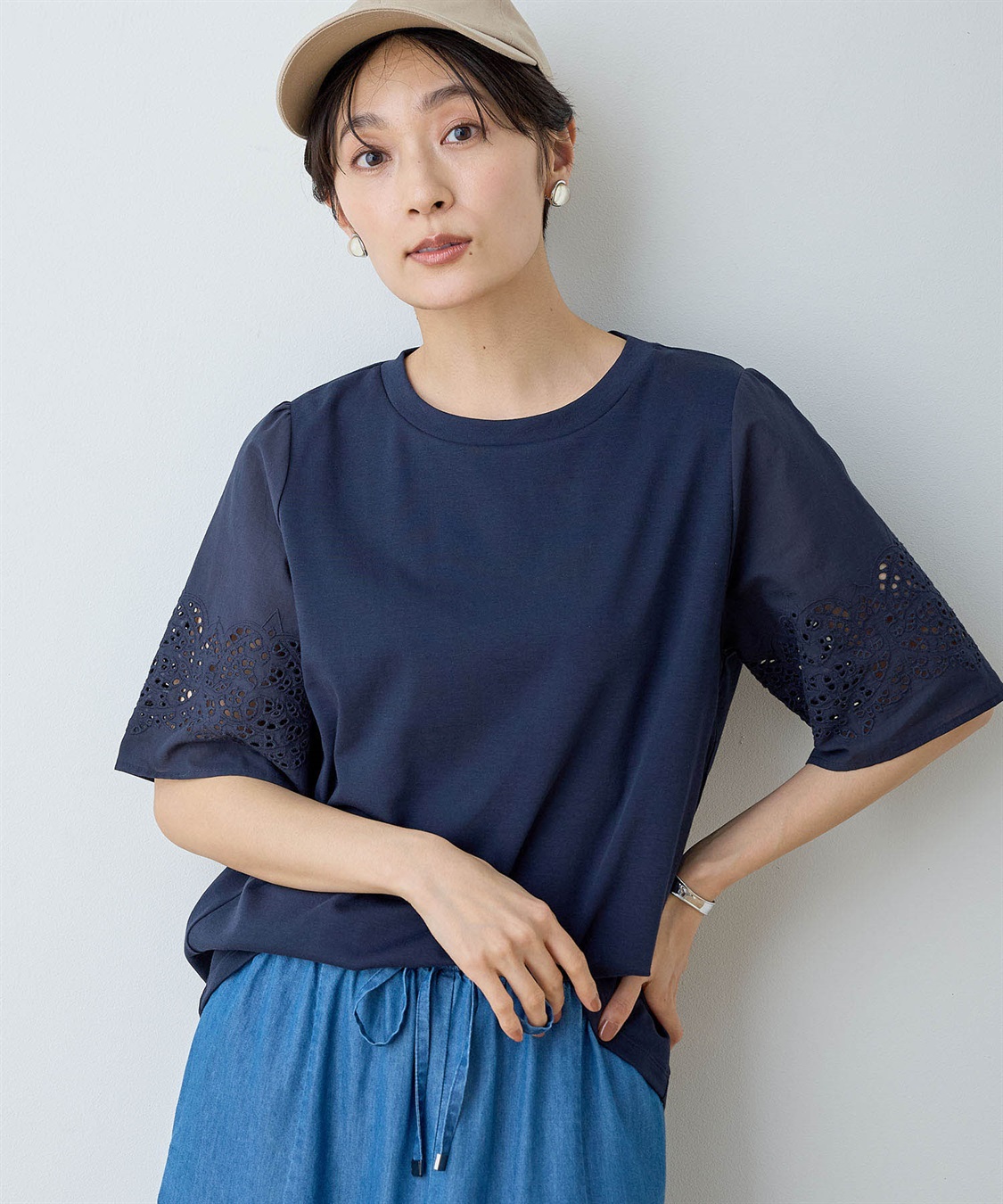 DECOY 【ひやさら】【UVカット】刺しゅうスリーブTシャツ_sub_3