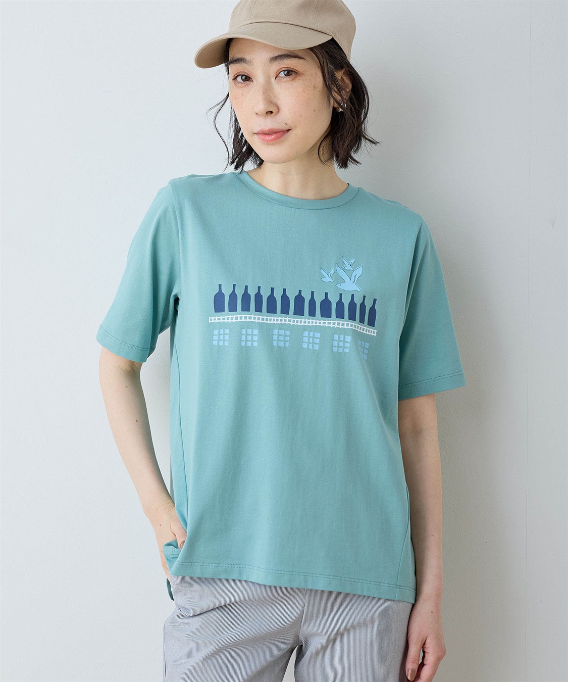 ひやさら】【UVカット】【友桝飲料コラボ】ロゴプリントTシャツ
